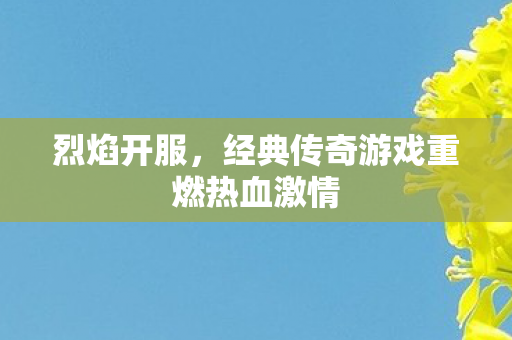 烈焰开服，经典传奇游戏重燃热血激情