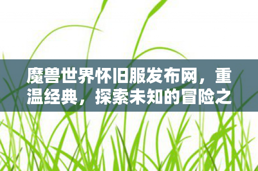 魔兽世界怀旧服发布网，重温经典，探索未知的冒险之旅