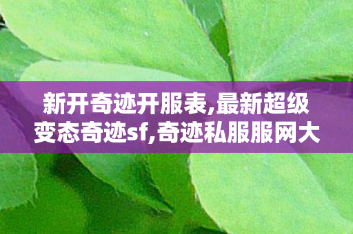 新开奇迹开服表,最新超级变态奇迹sf,奇迹私服服网大全,最新超级变态奇迹sf