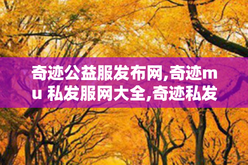 奇迹公益服发布网,奇迹mu 私发服网大全,奇迹私发服,奇迹mu 私发服网大全