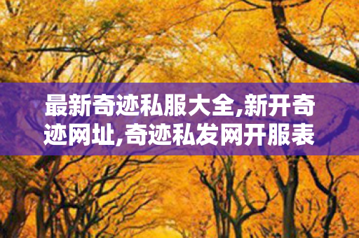 最新奇迹私服大全,新开奇迹网址,奇迹私发网开服表,新开奇迹网址