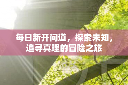 每日新开问道，探索未知，追寻真理的冒险之旅