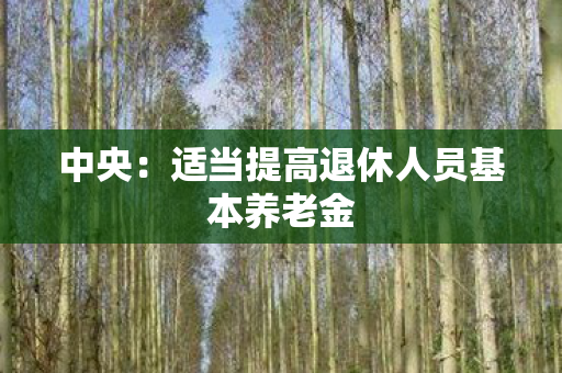 中央：适当提高退休人员基本养老金