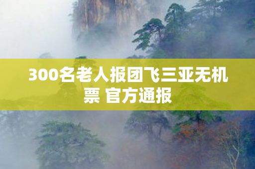 300名老人报团飞三亚无机票 官方通报
