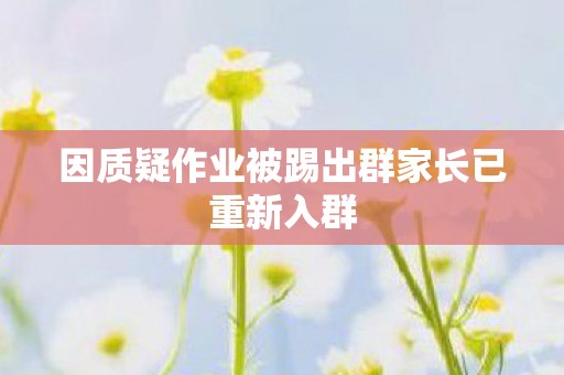 因质疑作业被踢出群家长已重新入群