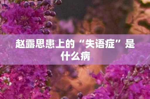 赵露思患上的“失语症”是什么病