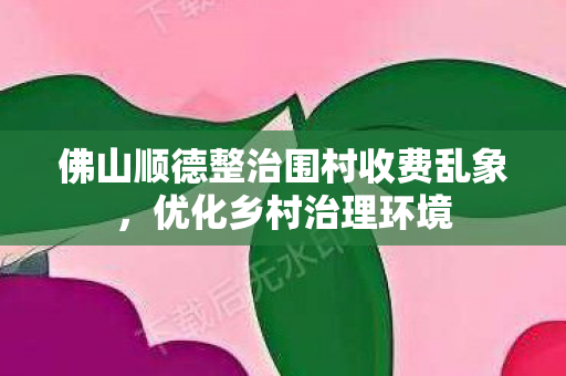 佛山顺德整治围村收费乱象，优化乡村治理环境
