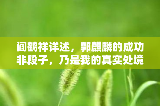 阎鹤祥详述，郭麒麟的成功非段子，乃是我的真实处境