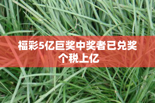 福彩5亿巨奖中奖者已兑奖 个税上亿