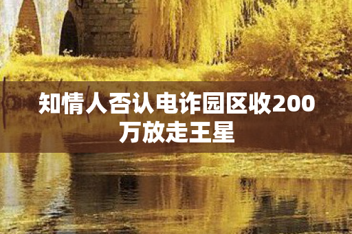 知情人否认电诈园区收200万放走王星
