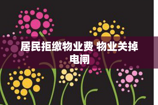 居民拒缴物业费 物业关掉电闸