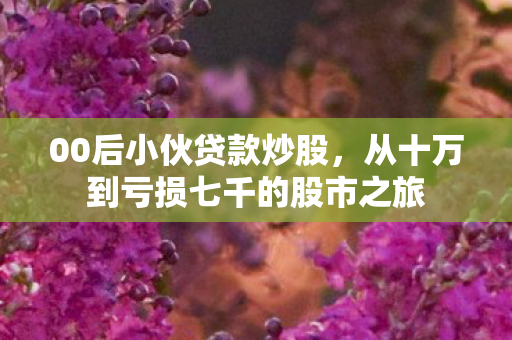 00后小伙贷款炒股，从十万到亏损七千的股市之旅