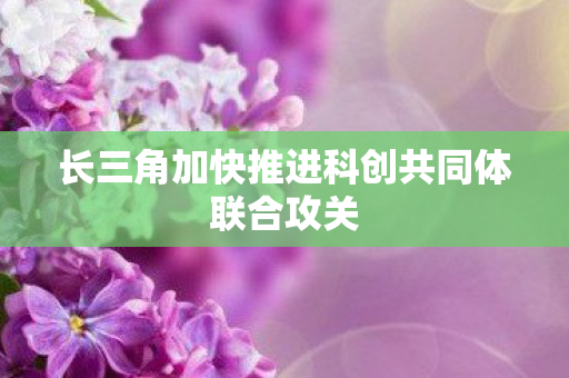长三角加快推进科创共同体联合攻关