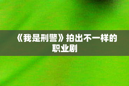 《我是刑警》拍出不一样的职业剧
