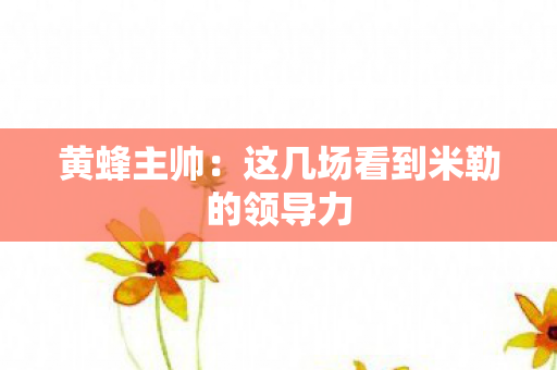 黄蜂主帅：这几场看到米勒的领导力