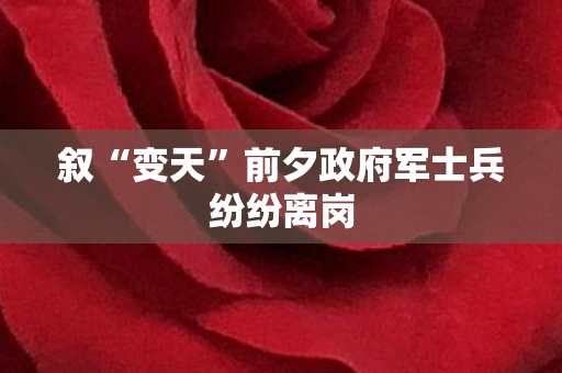 叙“变天”前夕政府军士兵纷纷离岗