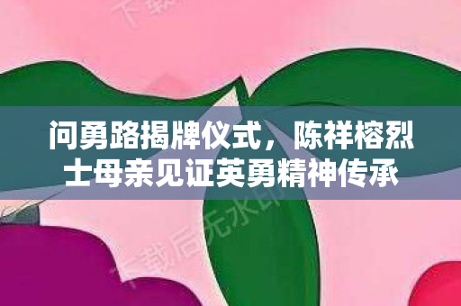 问勇路揭牌仪式，陈祥榕烈士母亲见证英勇精神传承