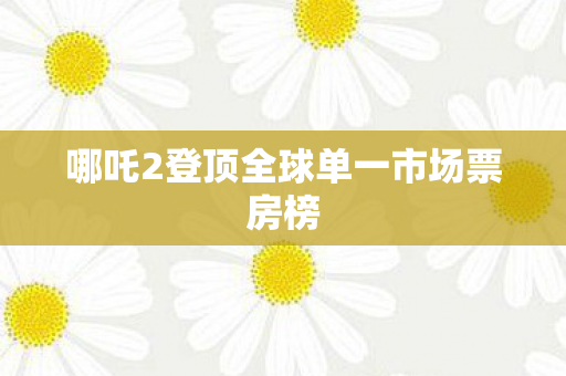 哪吒2登顶全球单一市场票房榜