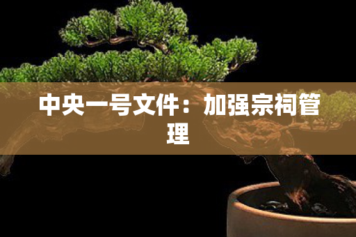 中央一号文件：加强宗祠管理