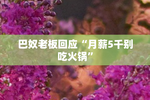 巴奴老板回应“月薪5千别吃火锅”