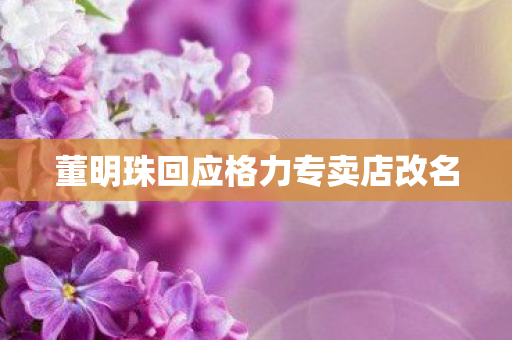 董明珠回应格力专卖店改名