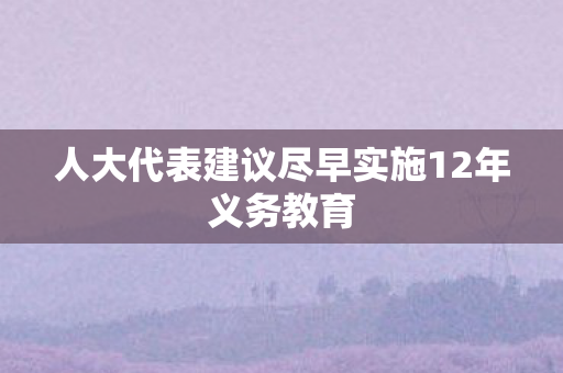 人大代表建议尽早实施12年义务教育