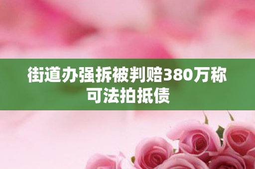 街道办强拆被判赔380万称可法拍抵债