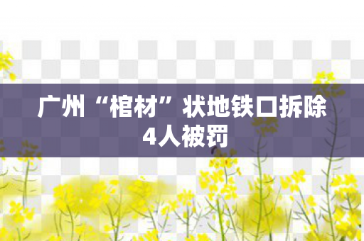 广州“棺材”状地铁口拆除 4人被罚