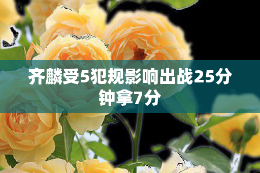 齐麟受5犯规影响出战25分钟拿7分