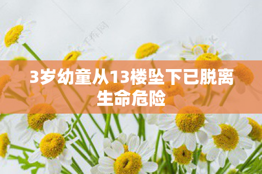 3岁幼童从13楼坠下已脱离生命危险