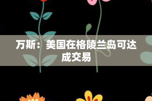 万斯：美国在格陵兰岛可达成交易