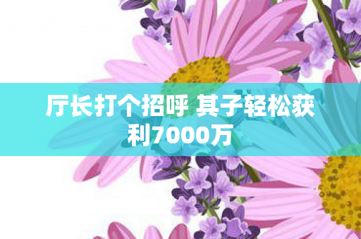 厅长打个招呼 其子轻松获利7000万