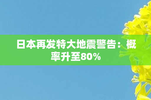 日本再发特大地震警告：概率升至80%