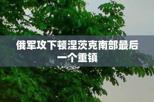 俄军攻下顿涅茨克南部最后一个重镇
