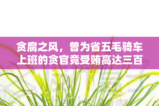 贪腐之风，曾为省五毛骑车上班的贪官竟受贿高达三百六十万