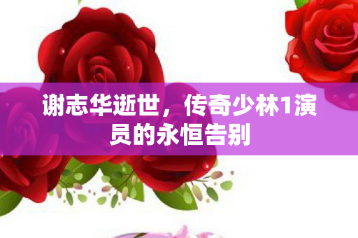 谢志华逝世，传奇少林1演员的永恒告别