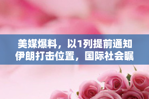 美媒爆料，以1列提前通知伊朗打击位置，国际社会瞩目其军事策略