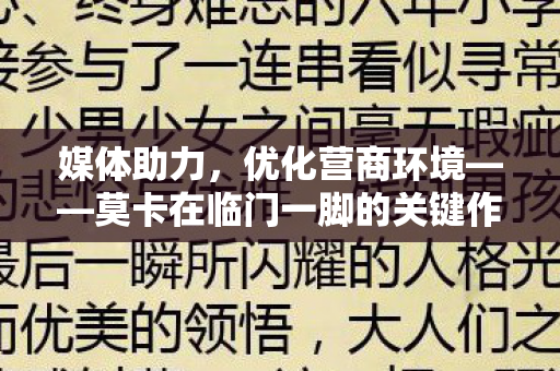 媒体助力，优化营商环境——莫卡在临门一脚的关键作用