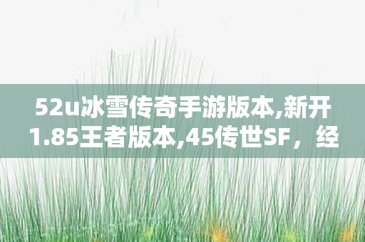 52u冰雪传奇手游版本,新开1.85王者版本,45传世SF，经典传奇游戏体验的深度解析