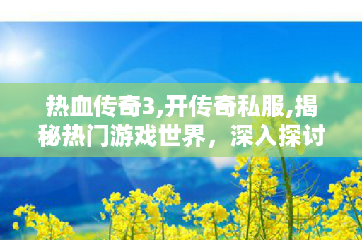 热血传奇3,开传奇私服,揭秘热门游戏世界，深入探讨CQ私服，探索其魅力与独特之处