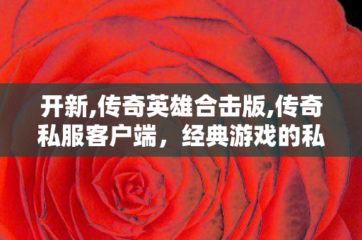 开新,传奇英雄合击版,传奇私服客户端，经典游戏的私密体验
