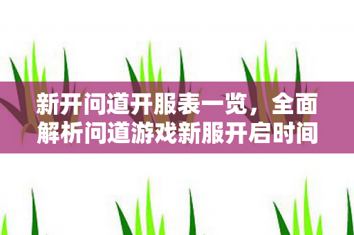 新开问道开服表一览，全面解析问道游戏新服开启时间与玩法攻略