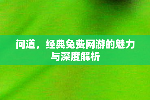 问道，经典免费网游的魅力与深度解析