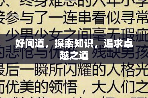 好问道，探索知识，追求卓越之道