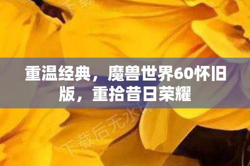 重温经典，魔兽世界60怀旧版，重拾昔日荣耀