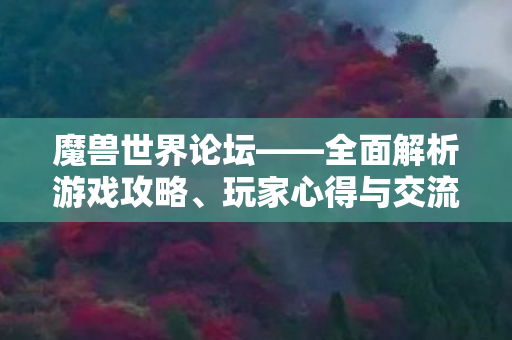 魔兽世界论坛——全面解析游戏攻略、玩家心得与交流平台