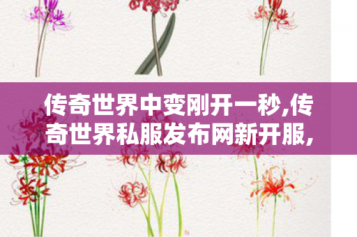 传奇世界中变刚开一秒,传奇世界私服发布网新开服,新开私服传世,传奇世界私服发布网新开服